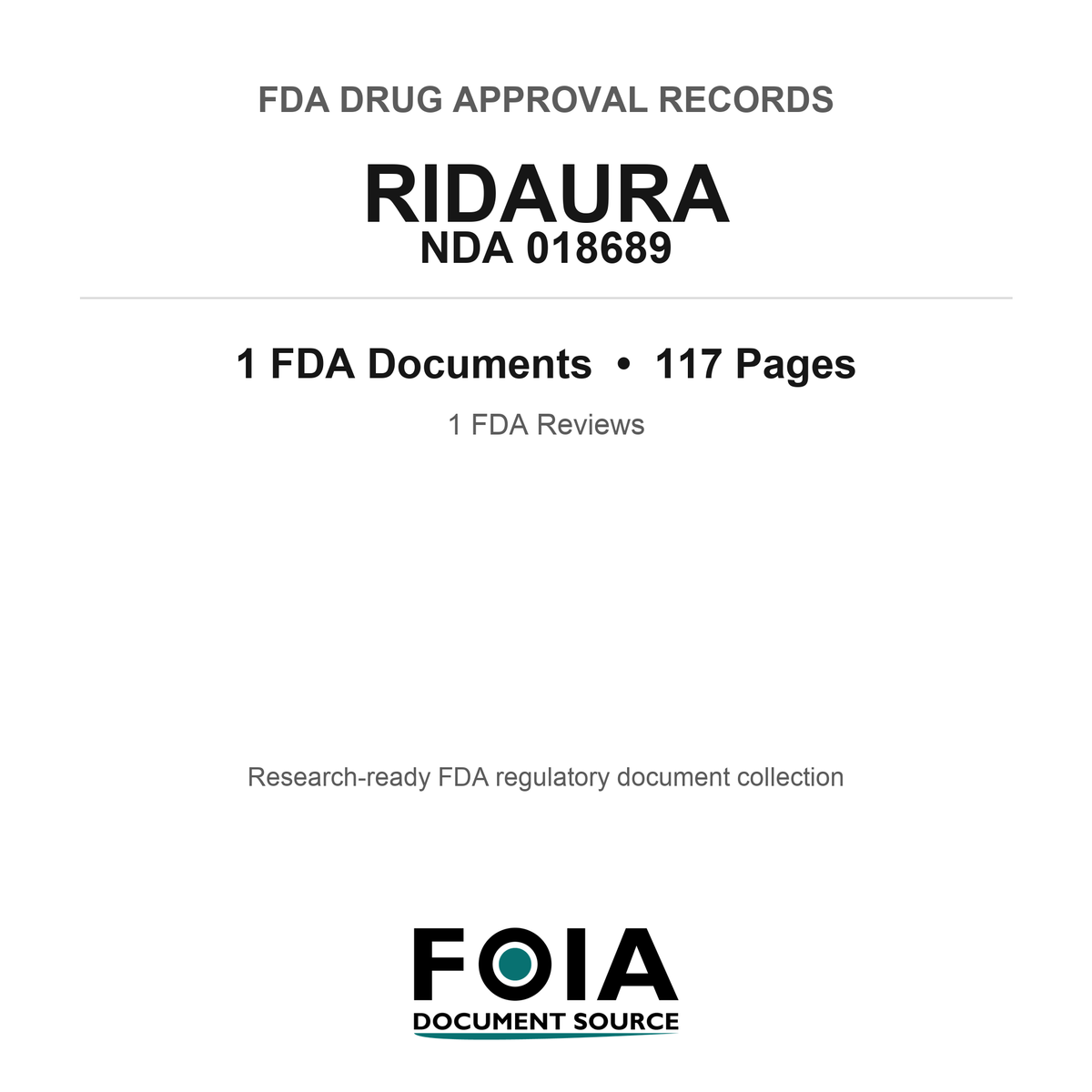 FDA RIDAURA NDA 018689 Approval Package — FDA Reviews