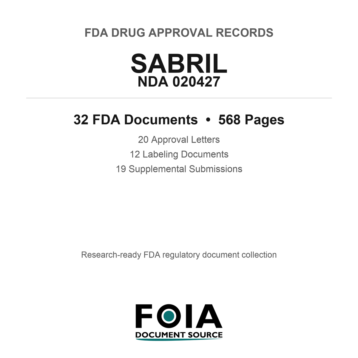 FDA SABRIL NDA 020427 Approval Package — Approval Records & Labeling