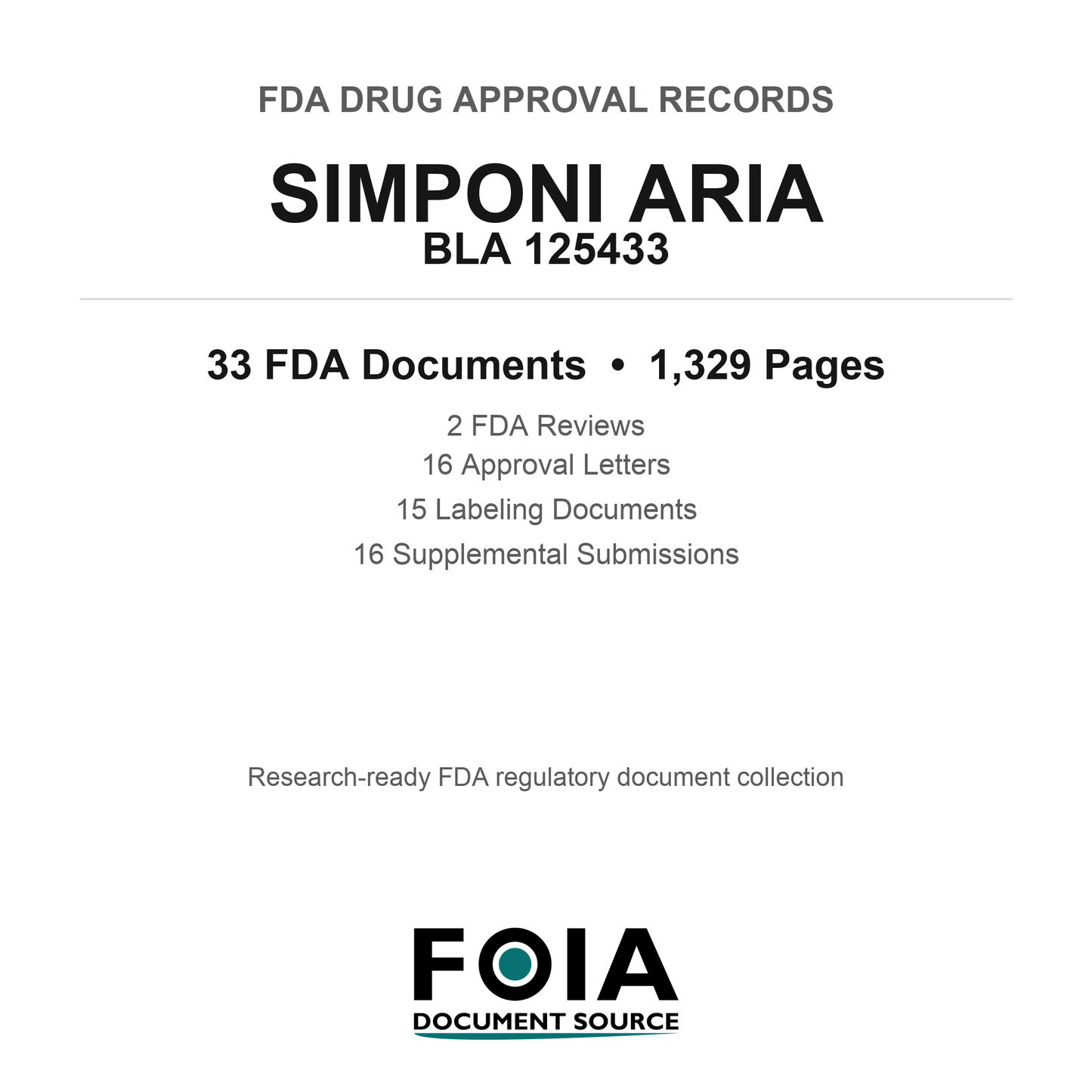FDA SIMPONI ARIA BLA 125433 Approval Package — Reviews & Approval Records