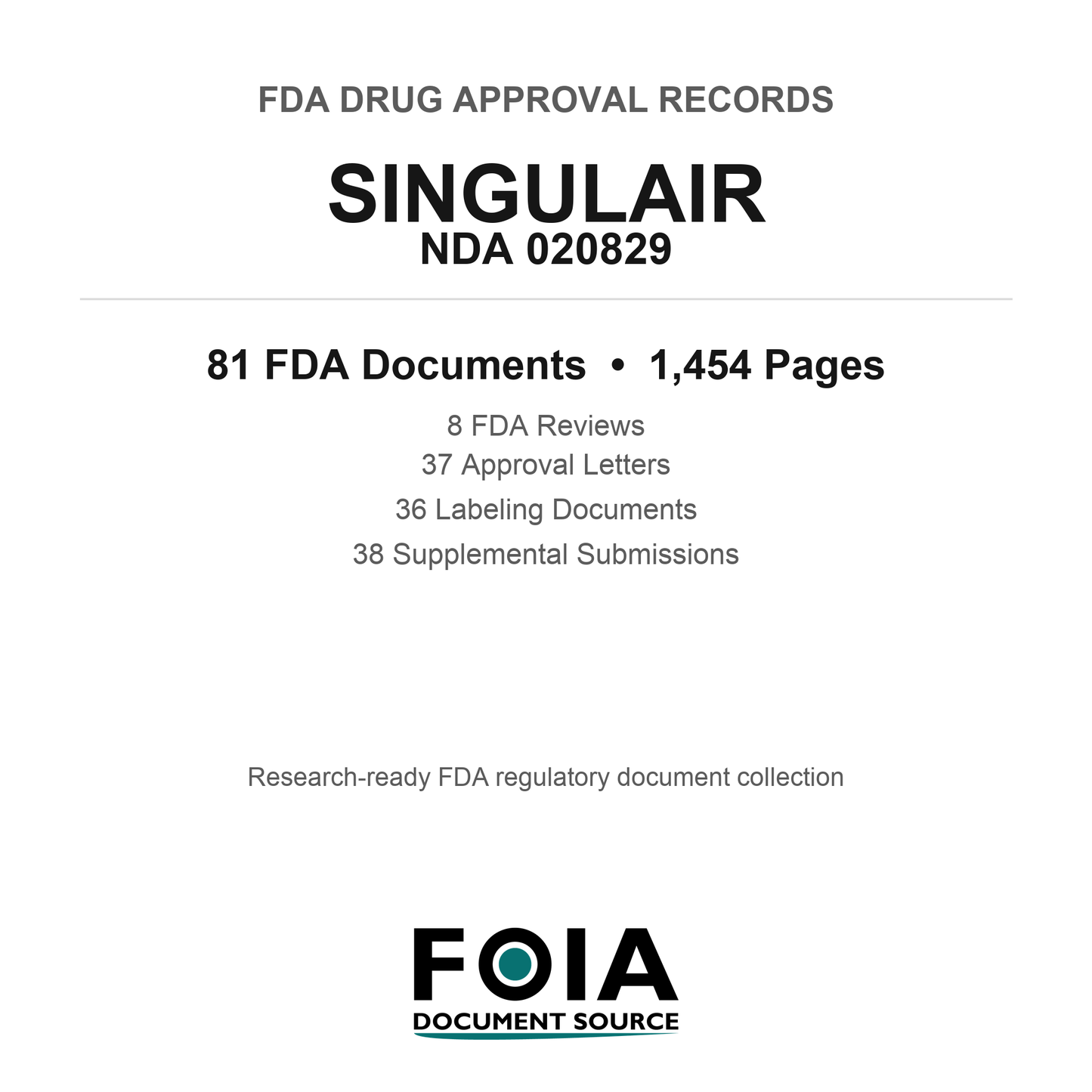 FDA SINGULAIR NDA 020829 Approval Package — Reviews & Approval Records