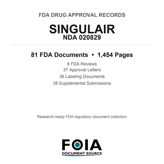 FDA SINGULAIR NDA 020829 Approval Package — Reviews & Approval Records