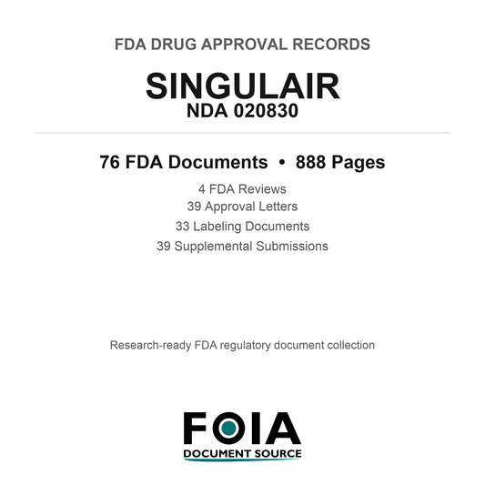 FDA SINGULAIR NDA 020830 Approval Package — Reviews & Approval Records