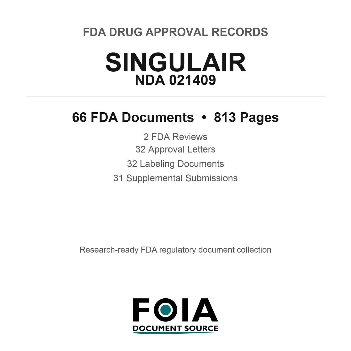 FDA SINGULAIR NDA 021409 Approval Package — Reviews & Approval Records