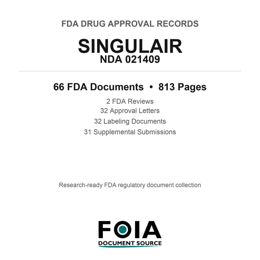 FDA SINGULAIR NDA 021409 Approval Package — Reviews & Approval Records