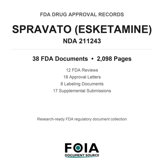 FDA Drug Approval Package, Spravato (esketamine), NDA 211243 — Original Approval & Supplements