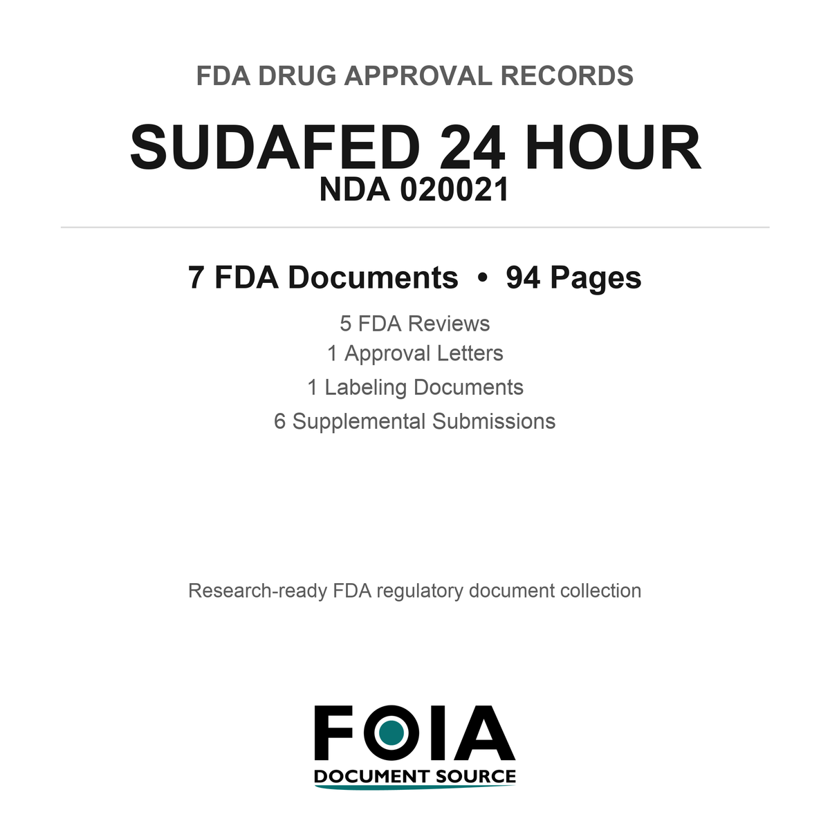 FDA SUDAFED 24 HOUR NDA 020021 Approval Package — Reviews & Approval Records