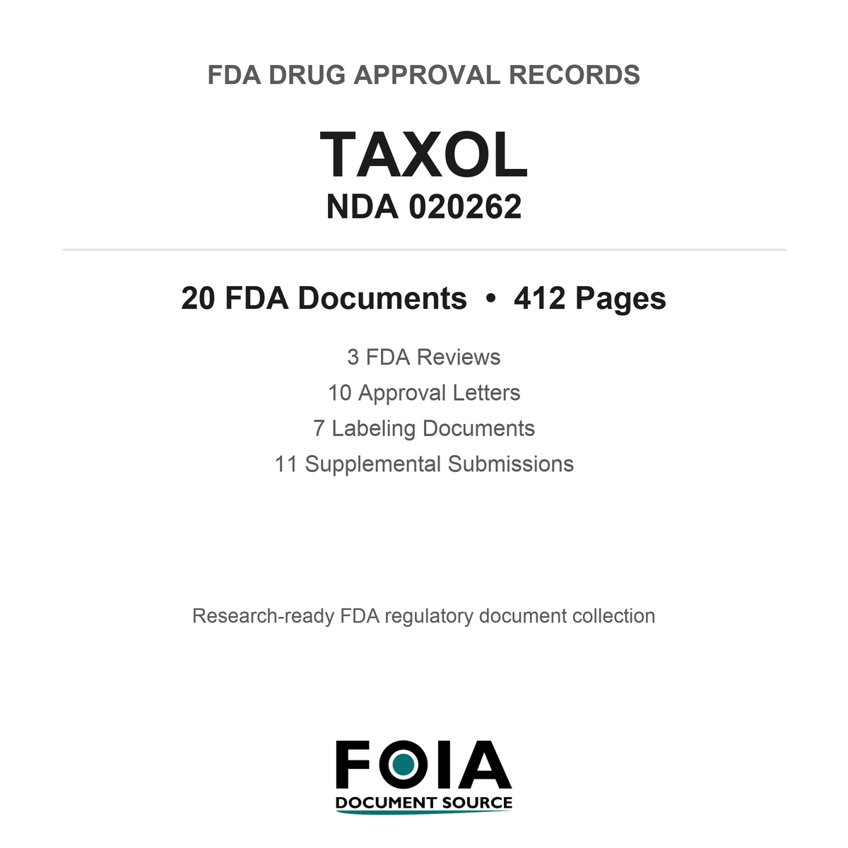 FDA TAXOL NDA 020262 Approval Package — Reviews & Approval Records