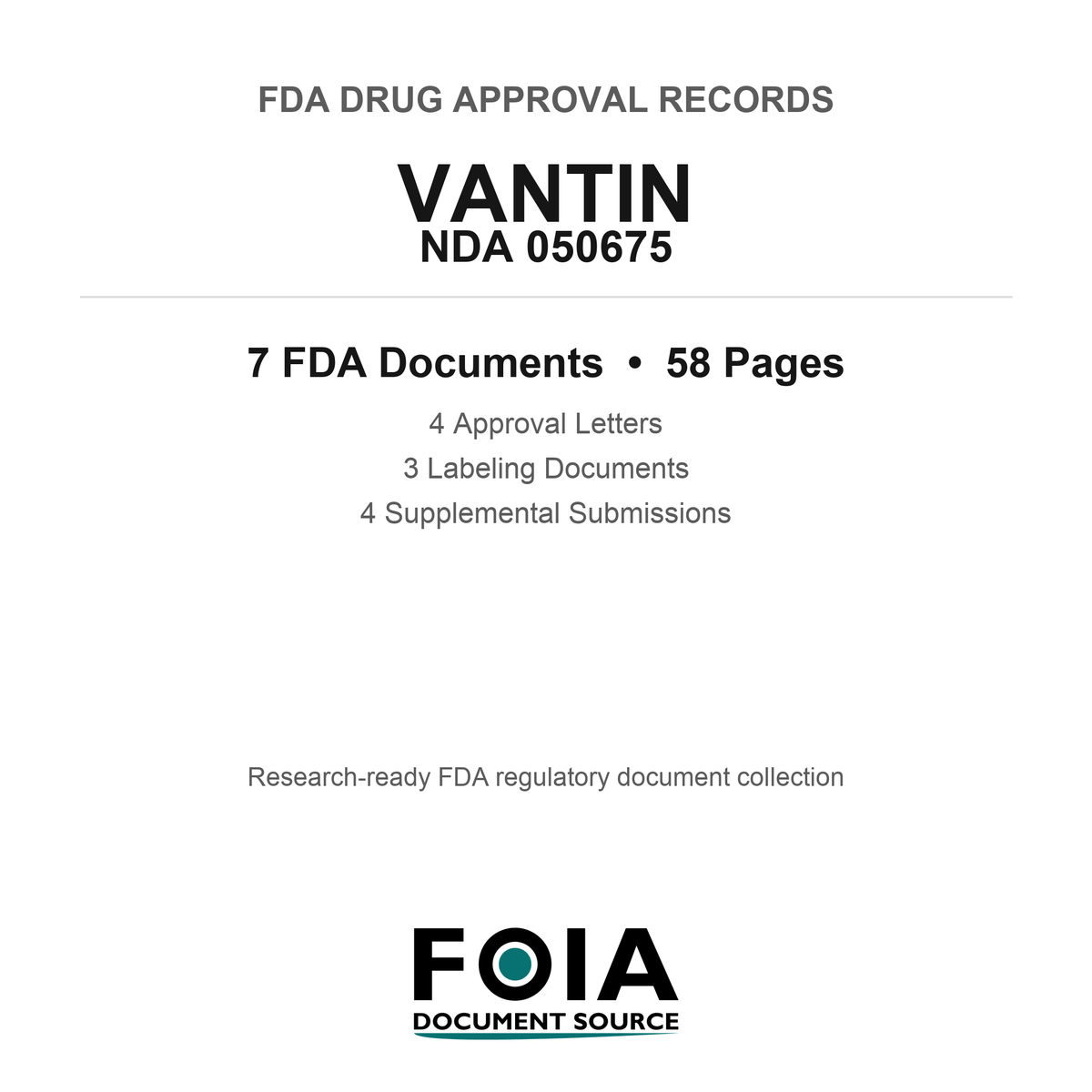 FDA VANTIN NDA 050675 Approval Package — Approval Records & Labeling