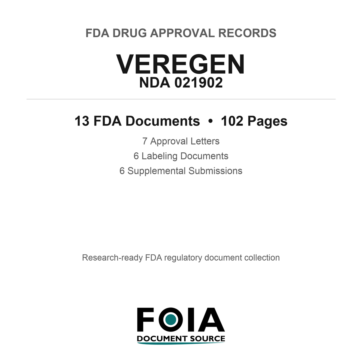 FDA VEREGEN NDA 021902 Approval Package — Approval Records & Labeling