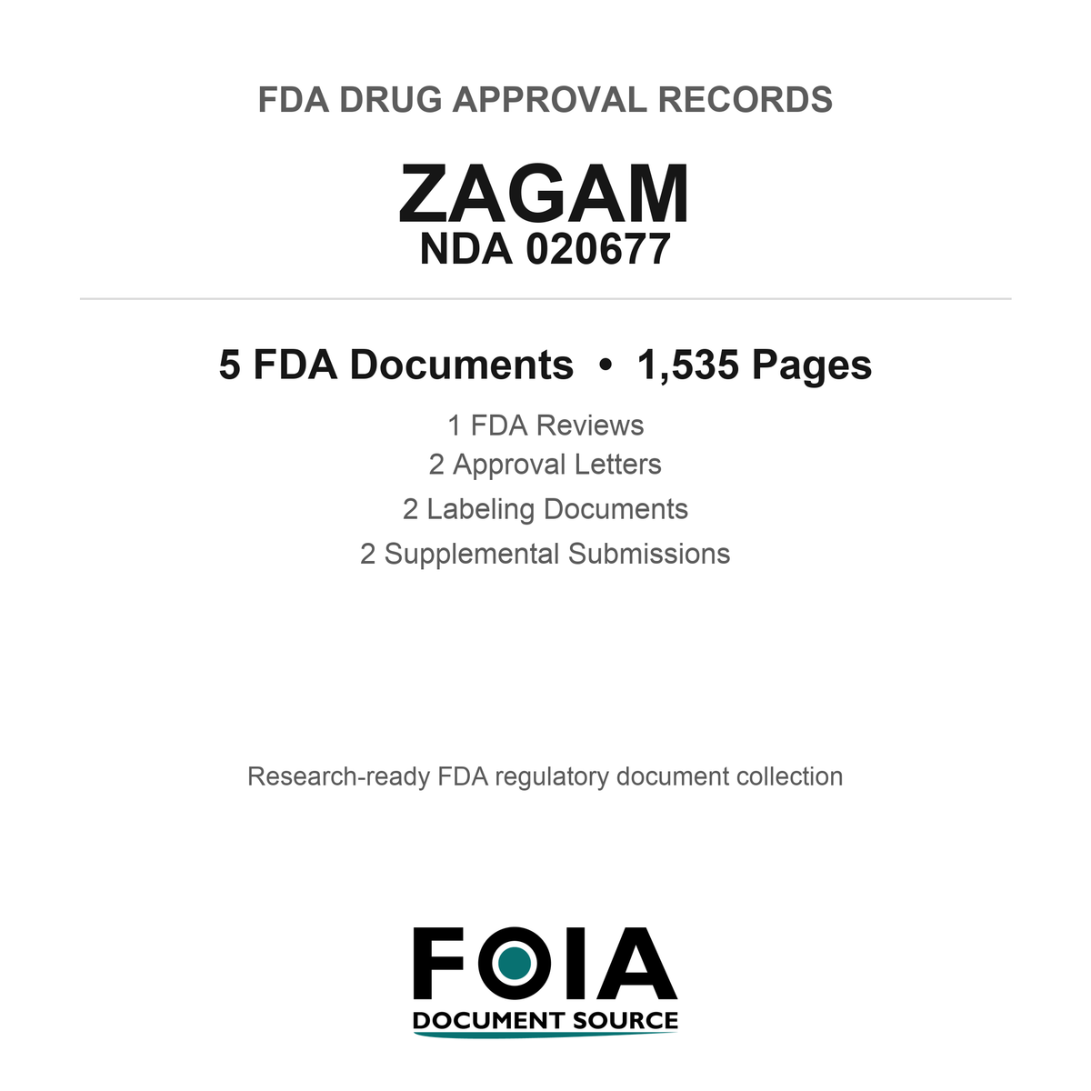 FDA ZAGAM NDA 020677 Approval Package — Reviews & Approval Records
