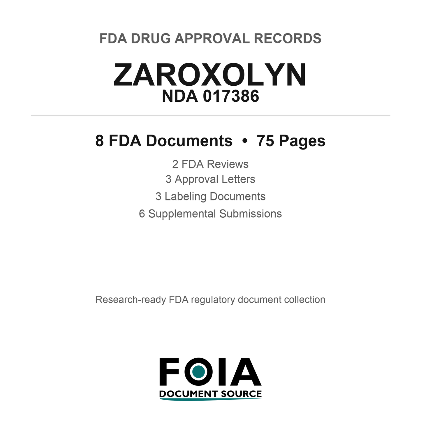 FDA ZAROXOLYN NDA 017386 Approval Package — Reviews & Approval Records