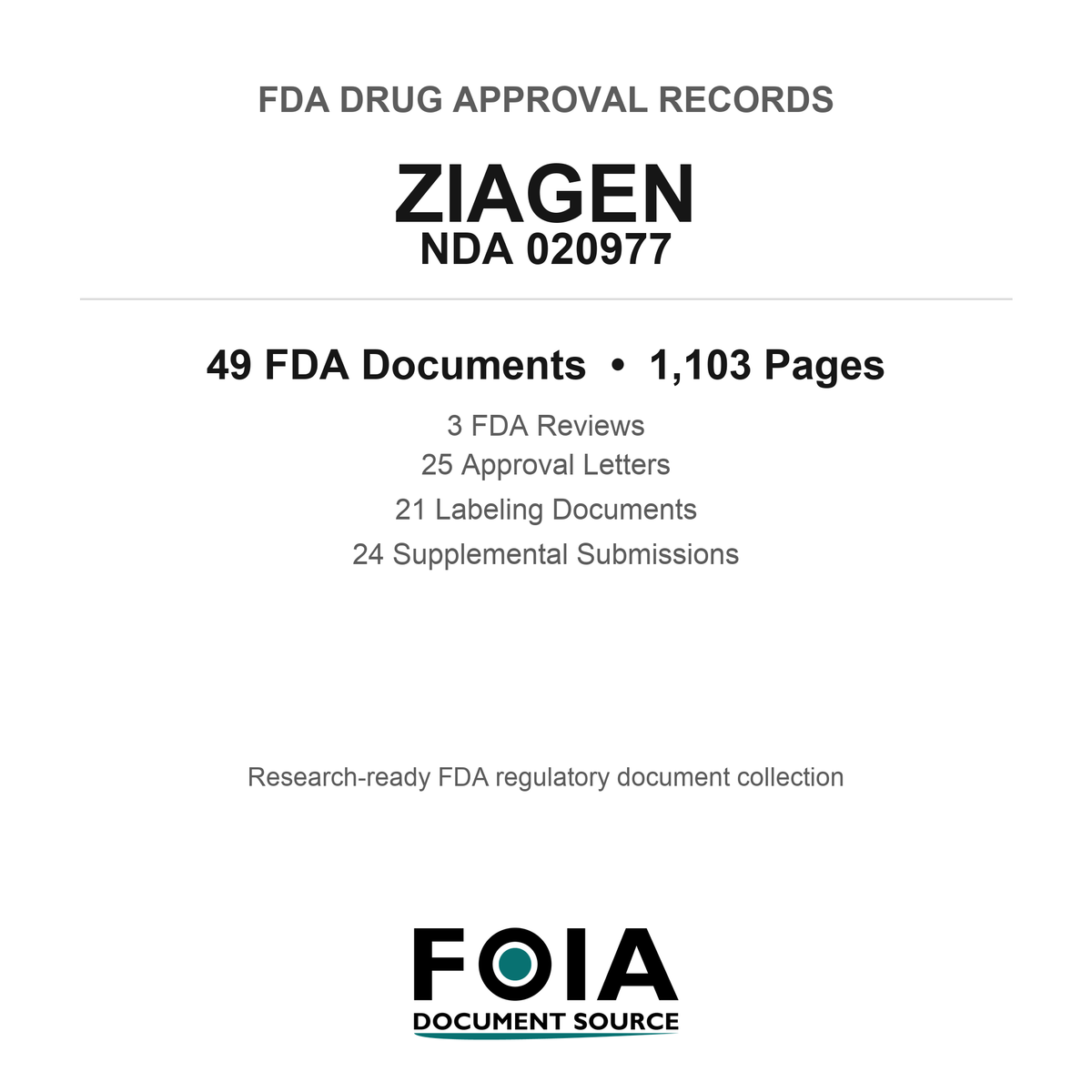 FDA ZIAGEN NDA 020977 Approval Package — Reviews & Approval Records