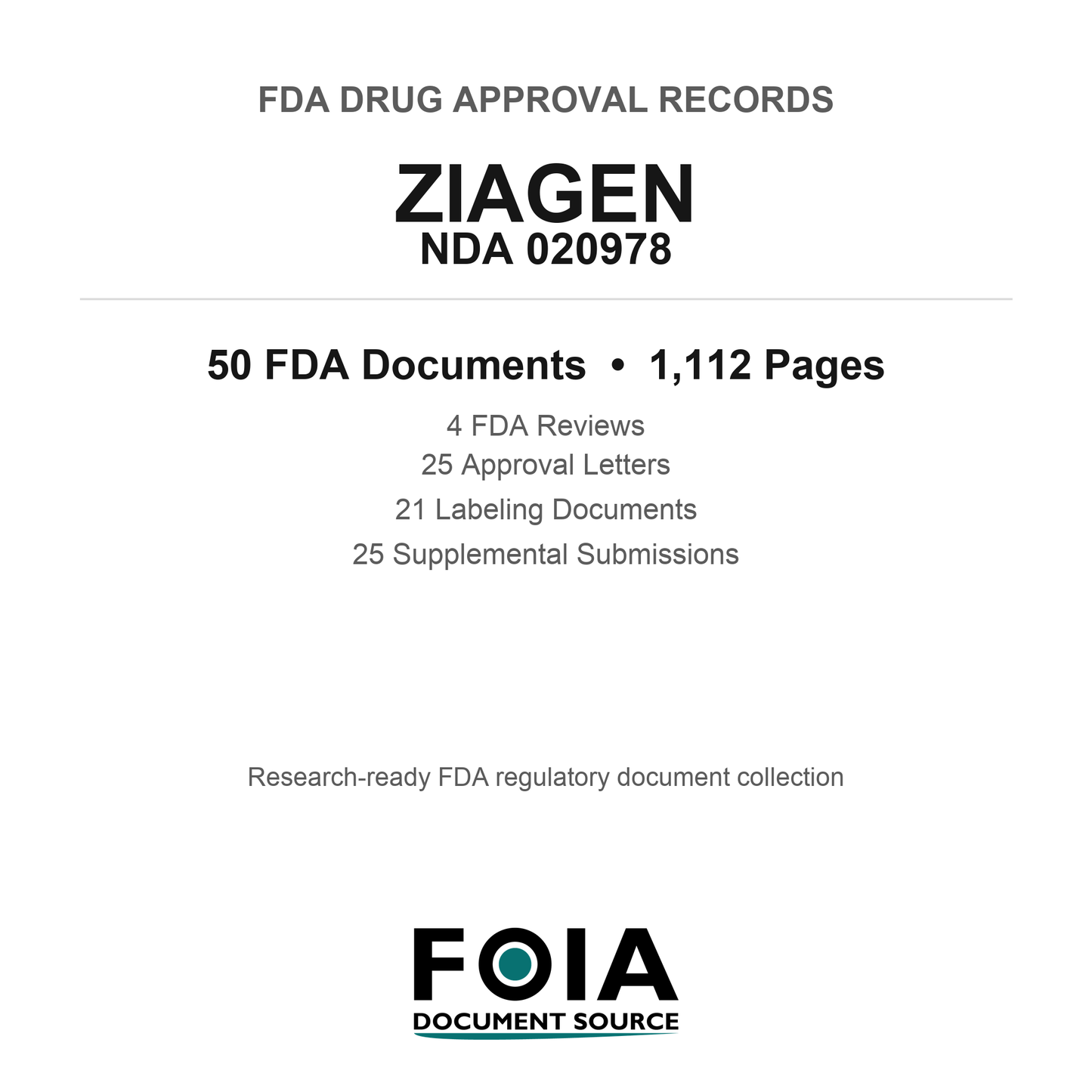 FDA ZIAGEN NDA 020978 Approval Package — Reviews & Approval Records