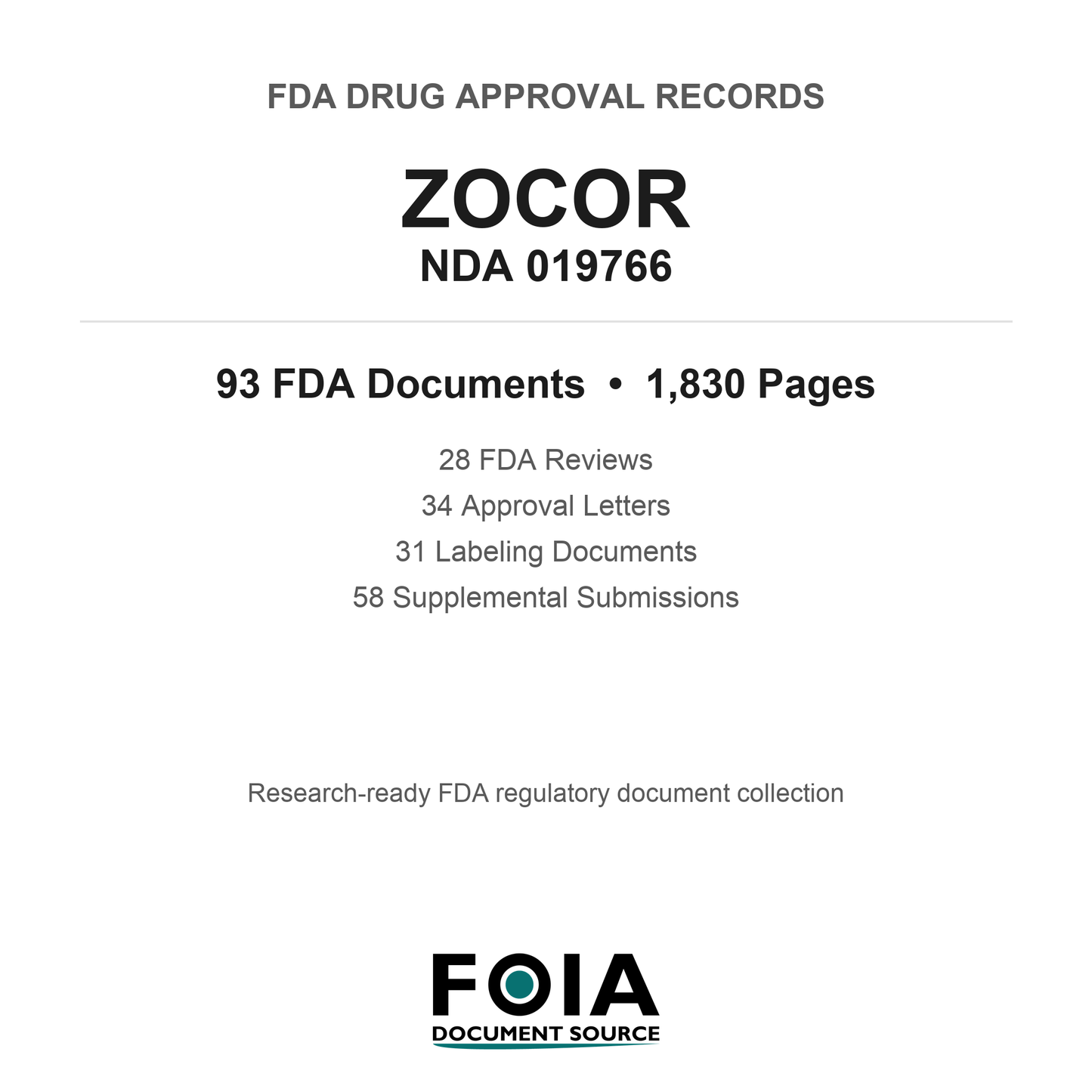 FDA ZOCOR NDA 019766 Approval Package — Reviews & Approval Records